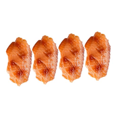 WOONEKY 4 Stück Teiliges PVC Hähnchenflügel Deko Realistische Künstliche Hähnchenflügel Attrappe Robustes Food Modell für Foto Requisiten Schaufenster Lehrzwecke und Wohnraumdeko von WOONEKY