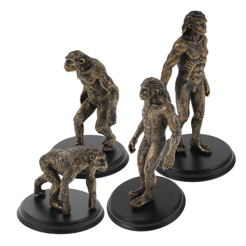 WOONEKY 4 Stück Teiliges Primitive Menschen Evolution Modelle aus Kunststoff Realistische Miniatur Figuren für Unterricht und Zuhause Detailgetreue Simulation Urmenschen für Anschauliches von WOONEKY