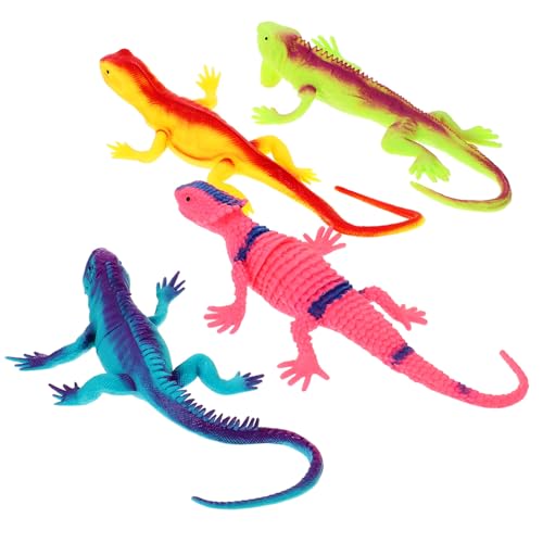 WOONEKY 4 Stück Teiliges Realistisches Eidechsen aus Hochwertigem Material Pädagogisches Lizard Modell für Lustiges Tier Kreativität und Eltern Junge Mädchen Interaktion Zufällige Farbe von WOONEKY