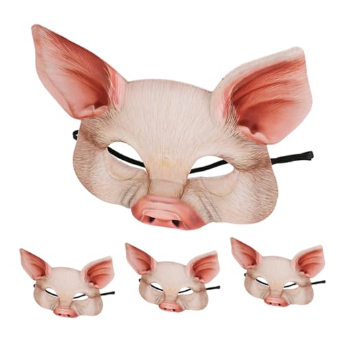WOONEKY 4 Stück Teiliges Schwein Halbgesichtsmaske aus EVA Atmungsaktive Tiermaske für Halloween Kostüm Vielseitiges Accessoire für Cosplay Maskerade Karneval und Party von WOONEKY