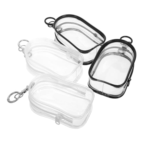 WOONEKY 4 Stück Teiliges Transparentes Display Schlüsselanhänger für Kleine Puppen Hochtransparente PVC Aufbewahrungstasche mit Schlüsselring Geeignet für Baumwollpuppen und Mini Figuren von WOONEKY