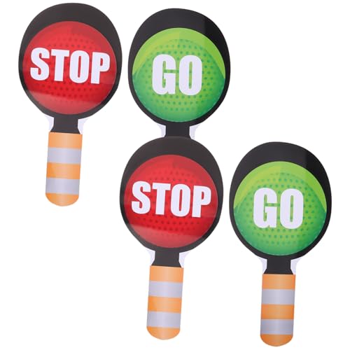 WOONEKY 4 Stück Teiliges Verkehrsschild Doppelseitige Hand-stopp-paddel in Rot und Grün Kindersichere Verkehrszeichen für Kindergarten und Grundschule für Verkehrssicherheitsspiele und WOONEKY 4 Stück Teiliges Verkehrsschild Doppelseitige Hand-stopp-paddel in Rot und Grün Kindersichere Verkehrszeichen für Kindergarten und Grundschule für Verkehrssicherheitsspiele und von WOONEKY