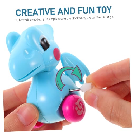 WOONEKY 4 Stück Teiliges Wind up Dinosaurier Spielzeugauto Abgerundetes Design Batterieloser Langlebiges Kunststoffmaterial für Kleinkinder Jungen Mädchen zum Kreativen von WOONEKY