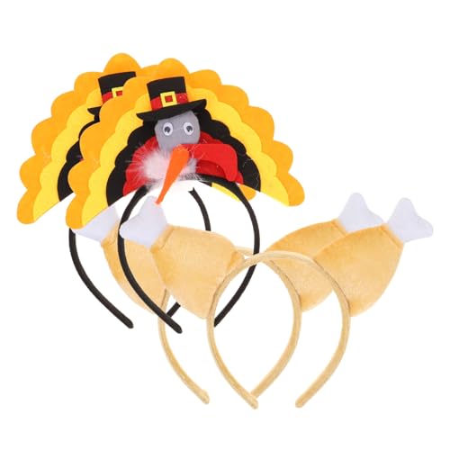 WOONEKY 4 Stück Thanksgiving-haarband Süße Stirnbänder Thanksgiving-stirnband Ausgefallene Haarreifen Thanksgiving Kostüm Tiara Truthahn Haarspange Truthahnhaarband Requisiten Bilden von WOONEKY