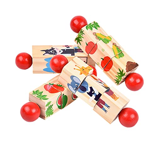 WOONEKY 4 Stück Tiermotiv Holzpuzzle für Kleinkinder Teiliges Drehbares Lernspielzeug Kognitiven Entwicklung für Zuhause und Schule von WOONEKY