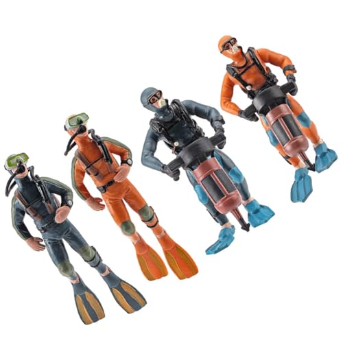 WOONEKY 4 Stück Unterwasser Taucherfigur Realistische Deko für Aquarien Mini Taucher Ornamente zur Verschönerung Ihres Fischbeckens Farbenfroh und Sicher für Fische Zufällige Farbe von WOONEKY