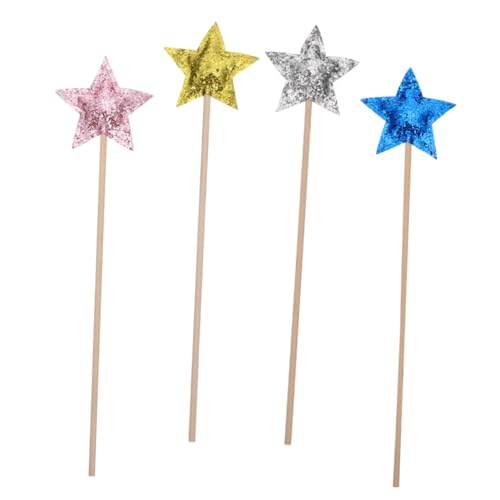 WOONEKY 4 Stück Zauberstab Prinzessinnenstab für Kinder Prinzessinnenstäbe Fairy Wand Spielzeug für Kinder Bühnenperformance Feenstöcke Fee Zauberstäbe Geschenk Cosplay schmücken Kleidung von WOONEKY