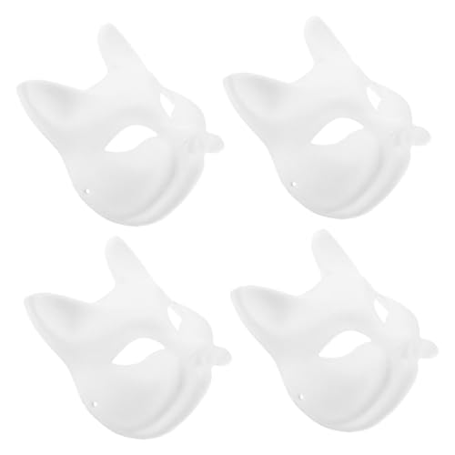 WOONEKY 4 Stück handbemalte Maske weiße Halloween-Maske Maskerade halloween maske halloweenmaske schmücken Papiermasken zum Basteln DIY-Maske für Heimwerker Abschlussball bilden Geschenk von WOONEKY