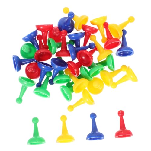 WOONEKY 40 Stück Teiliges Kunststoff Schachfiguren Bunte Spielsteine in Rot Blau Grün Gelb Ersatz Schachfiguren für Brettspiele und Spielzubehör Leicht Glatt und Burrfrei für Familien und von WOONEKY