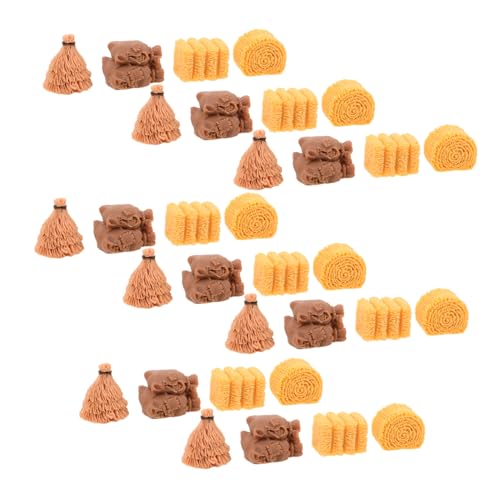 WOONEKY 40 Stück Teiliges Mini Heuballen aus Resin Realistische Miniatur Heuhaufen für DIY Bastelprojekte Dekorative Bauernhof-Accessoires für Puppenhaus Natürliche Landhausdeko Langlebig von WOONEKY