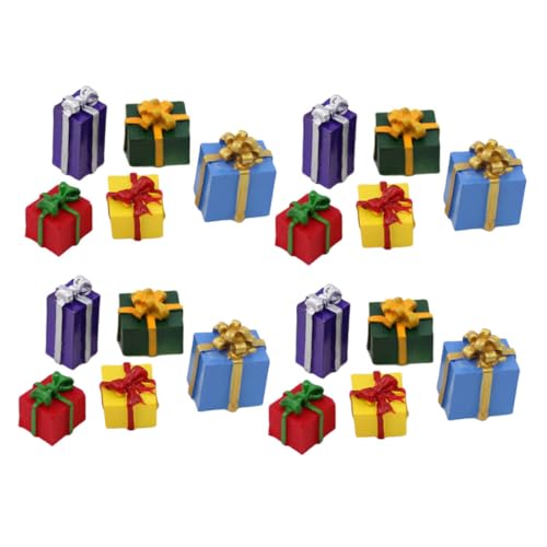 WOONEKY 40 Stück Teiliges Mini Weihnachtsbox Resin Detailreiche Miniatur-geschenkboxen für Weihnachtsbaum-Dekoration Puppenhaus-Ornamente Festliche DIY Bastelaccessoires von WOONEKY