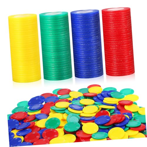 WOONEKY 400 Stück Spielchips Zählchips für Bingo Spiele Mathematik und Kartenspiele Robuste Bunte Chips für Einfache Identifikation und Vielseitige Anwendungen von WOONEKY