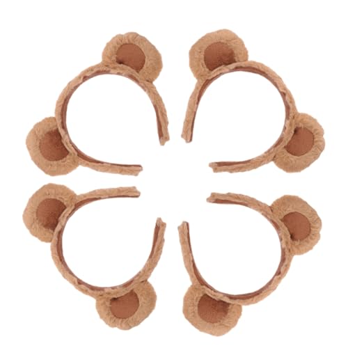 WOONEKY 4Stücke Bärenohren Haarbänder für Damen Flauschige Stirnbänder für Cosplay und Partys Süßes Ohrstirnband für Besondere Anlässe von WOONEKY