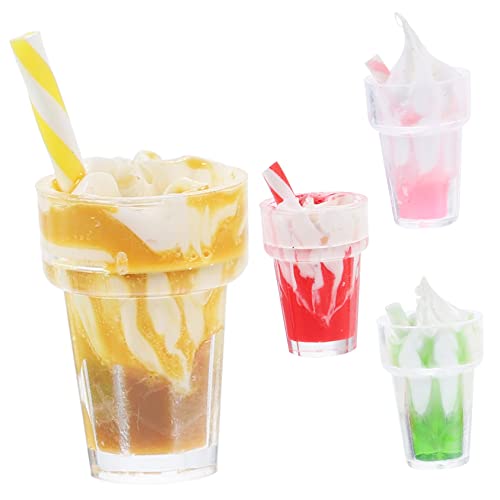 WOONEKY Miniatur Eiscreme Puppenhaus Zubehör 4 Stück Realistische Kleiner Desserts für Mikroszenendekoration für Kleiner Haus Dekoration und Puppenhaus Spielzeug von WOONEKY