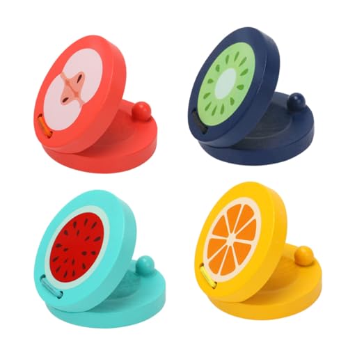 WOONEKY 4Stücke Holzfrucht Castanets für Musikinstrumente aus Natürlichem mit Buntem Design und Fröhlichen Mustern für Musikspielzeug und Kreative WOONEKY 4Stücke Holzfrucht Castanets für Musikinstrumente aus Natürlichem mit Buntem Design und Fröhlichen Mustern für Musikspielzeug und Kreative von WOONEKY