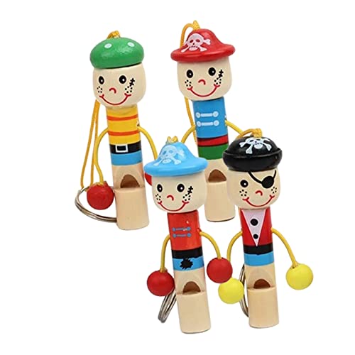 WOONEKY 4Stücke Teiliges Cartoon Piratenpfeifen aus Holz Kreatives Instrumentenspielzeug für Partys und Schlüsselanhänger mit Lanyard für Einfachen Transport WOONEKY 4Stücke Teiliges Cartoon Piratenpfeifen aus Holz Kreatives Instrumentenspielzeug für Partys und Schlüsselanhänger mit Lanyard für Einfachen Transport von WOONEKY