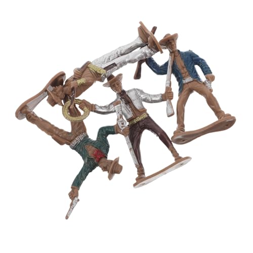 WOONEKY 4Stücke Teiliges Cowboy Figurenmodell für Western Dekoration Handgefertigte Cowboy Statuen für Sammler Vielseitige Tischdekoration und Partyzubehör Einzigartiges Design von WOONEKY