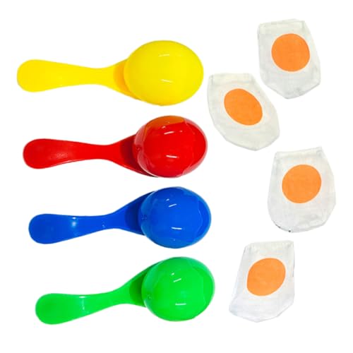 WOONEKY 4er Set Bunte Eier Und öffel Rennen Spielset Interaktives Outdoor Spiel Für Spaß Und Bewegung Mit Eier öffel Rennen Ideal Für Partys Und Gruppenaktivitäten von WOONEKY