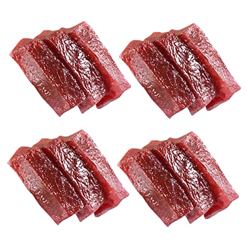 WOONEKY 4pcs Künstliches Essen Fleischmodelle Fischwürfel Models Restaurant Gefälschte Lebensmittel Sushi -Teller Dekore von WOONEKY