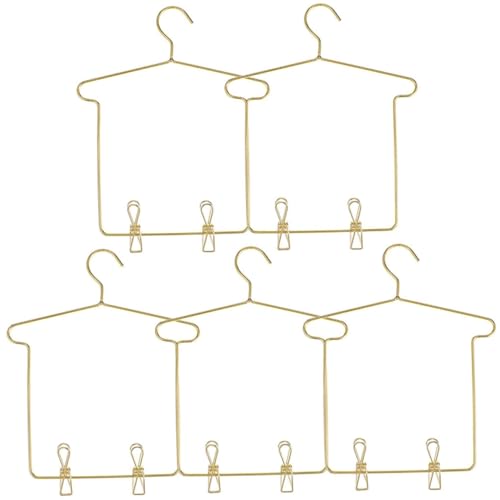 WOONEKY 5 Sätze Mini Puppen Kleiderbügel Goldene Hosen und Kleidungsständer für Puppenoutfits zur Organisation von Puppenkleidung für Realistische im Puppenhaus WOONEKY 5 Sätze Mini Puppen Kleiderbügel Goldene Hosen und Kleidungsständer für Puppenoutfits zur Organisation von Puppenkleidung für Realistische im Puppenhaus von WOONEKY