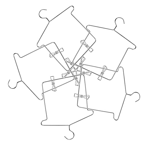 WOONEKY 5 Sätze Puppenbügel aus mit Clips Kleine Kleiderbügel für Puppenkleidung Leichte Garderobenbügel für Puppenschrank und Tiny House Accessoires von WOONEKY