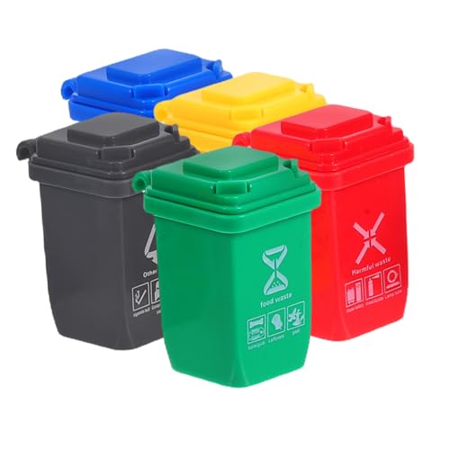 WOONEKY 5 Stück Mini-mülleimer Haus Kleiner Müll Kann Puppenhaus-mülleimer Mini Mini -müll Kann Dosen Mini-papierkorb Miniatur-mülltonne Miniatur Mini-mülleimer Für Den Schreibtisch Abs von WOONEKY