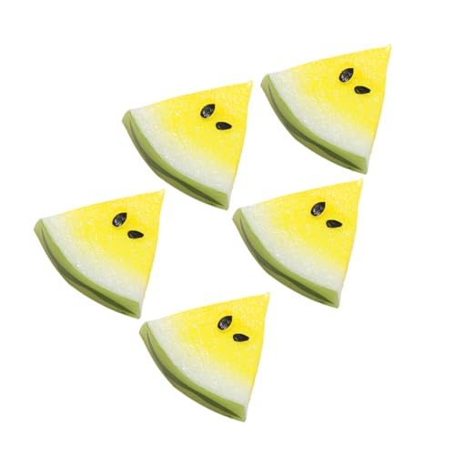 WOONEKY 5 Stück Miniatur Wassermelonen Scheiben Resin Früchte Realistische Mini Frucht Dekoration für Puppenhaus Tischdeko Langlebig Detailgetreu von WOONEKY