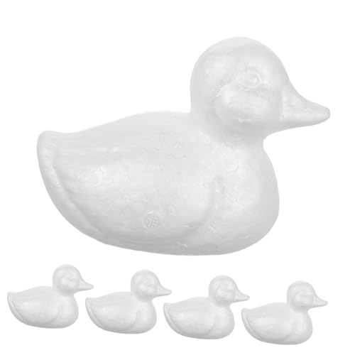 WOONEKY 5 Stück Teiliges DIY Schaumstoff Enten Weiß Polystyrol Basteltiere für Kunstprojekte Party Dekorationen Zuhause Kreative Handmalerei von WOONEKY