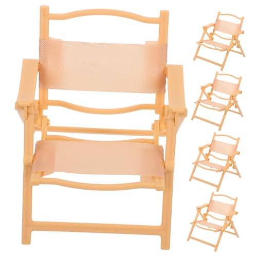 WOONEKY 5 Stück Teiliges Mini Liegestuhl Faltbare Puppen Liegestühle aus Kunststoff Realistisches Camping-Design Kompatibel mit Verschiedenen Puppengrößen für Indoor Outdoor Rollenspiele von WOONEKY