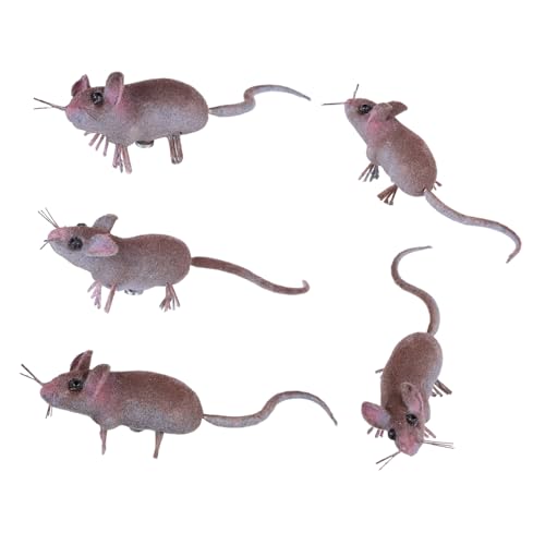 WOONEKY 5 Stück Teiliges Mini Mäuse Figuren Realistisch Simulierte Tierfiguren für Garten und Mikrolandschaftsdekoration Langlebige Geeignet für Indoor und Outdoor Originelle Geschenkidee von WOONEKY