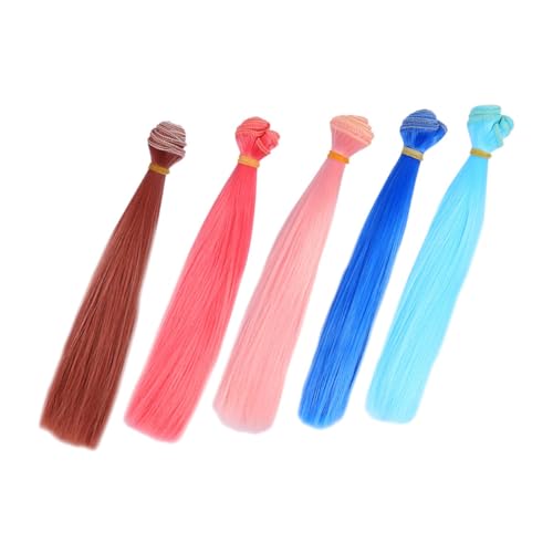 WOONEKY 5 Stück Teiliges Puppenhaar aus Hitzebeständigem Fasermaterial Glattes Vielseitiges DIY Haar in Mehreren Farben Einfach zu Schneiden Stylen für Puppenperücken von WOONEKY