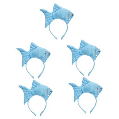 WOONEKY 5 Stück Tierische Kopfbedeckung Hautpflege-stirnbänder Für Frauen Halloween-Kopfbedeckung Aufblasbares Kostüm Ocean Life Haarband Froschmaske Plüsch-Fisch-Haarband Maske Stoff Blue von WOONEKY