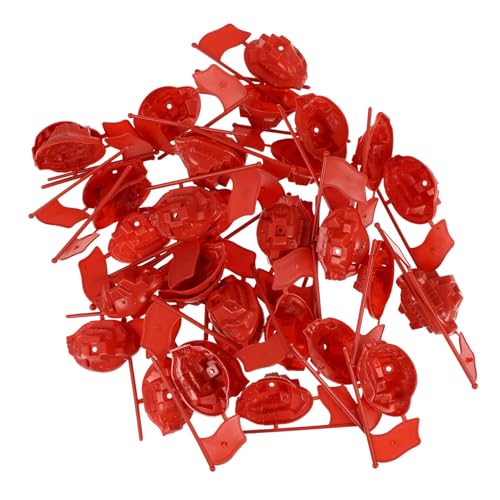 WOONEKY 50 Sätze Teiliges Rote Kunststoffflaggen Modellfiguren Militärische Sandtisch Dekoration Miniatur Fahnen für DIY Szenengestaltung und Heimdekor von WOONEKY