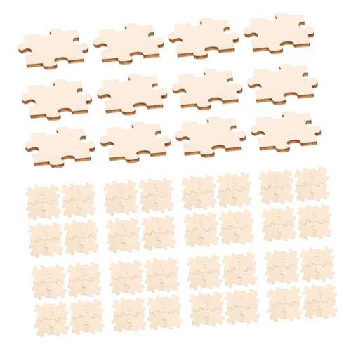 WOONEKY 50 Stück Blanko Holz Puzzle Teile DIY Bastelset zum Selbstgestalten Puzzle Vielseitige Holzklötze für Kreative Dekoration und Kunstprojekte von WOONEKY
