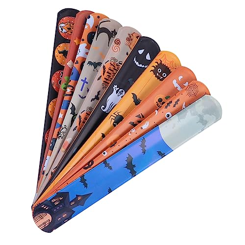 WOONEKY 50 Stück Halloween Slap Band Armbänder Leichte Robuste Schnapparmbänder mit Zufälligen Mustern Sichere Party Mitgebsel für Jungen Mädchen Teenager und Erwachsene WOONEKY 50 Stück Halloween Slap Band Armbänder Leichte Robuste Schnapparmbänder mit Zufälligen Mustern Sichere Party Mitgebsel für Jungen Mädchen Teenager und Erwachsene von WOONEKY
