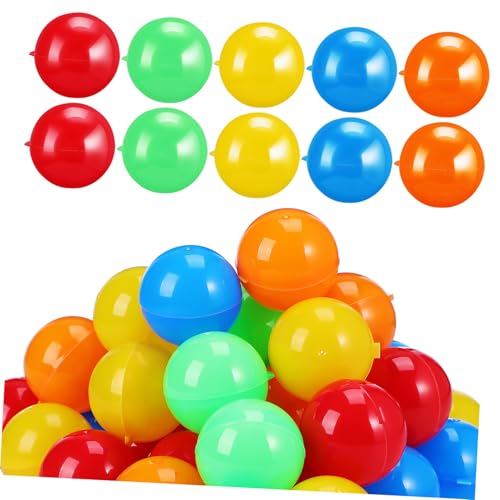 WOONEKY 50 Stück Hohle Tombola Bälle Plastikkugeln zum Befüllen für Unternehmensveranstaltungen Schulaktivitäten und Familienfeiern Bunte Farbvarianten Rot Gelb Grün Orange Blau für von WOONEKY