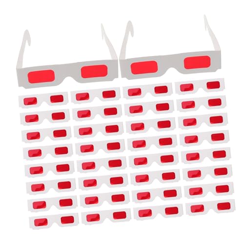 WOONEKY 50 Stück Pappbrillen mit Roten Linsen für Valentinstag Partybrillen Brillen für Filme Zuhause Leicht und Bunt für Unterhaltung und Festliche Anlässe von WOONEKY