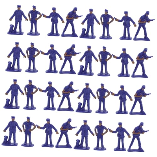 WOONEKY 50 Stück Polizeimodell Miniatur-polizeifiguren Simulationspolizeifiguren Mini-gartenfiguren Polizeistatuenfiguren Miniatur -stütze Mini -Figur Micro Landscape Ornamente Pp Blau von WOONEKY