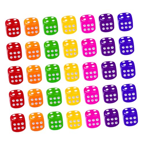 WOONEKY 50 Stück Teiliges Buntes Transparentes Acrylwürfel Langlebige Sechseitige Spielwürfel mit Großen Farbigen Punkten für Bar Ktv und Brettspiele Zufällige Farben Zufällige Farbe von WOONEKY