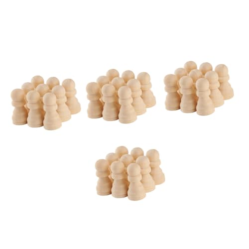 WOONEKY 50Stücke Unbemalte Holzschachfiguren für DIY Projekte Unvollendetes Holzhandwerk für Kreative Bastelarbeiten und Kinderunterhaltung von WOONEKY