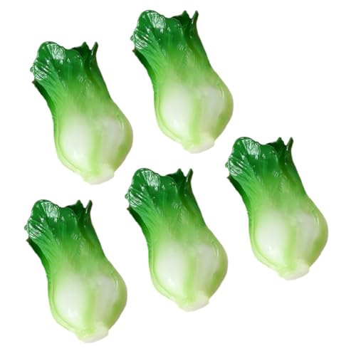 WOONEKY 5St Simuliertes Gemüsemodell Grüne Salatfigur künstliches grünes Gemüse bastelzeug Craft winziges grünes Gemüse Mini Hausmannskost Lebensmittel Puppenhaus Kühlschrankmagnet 3D Harz von WOONEKY