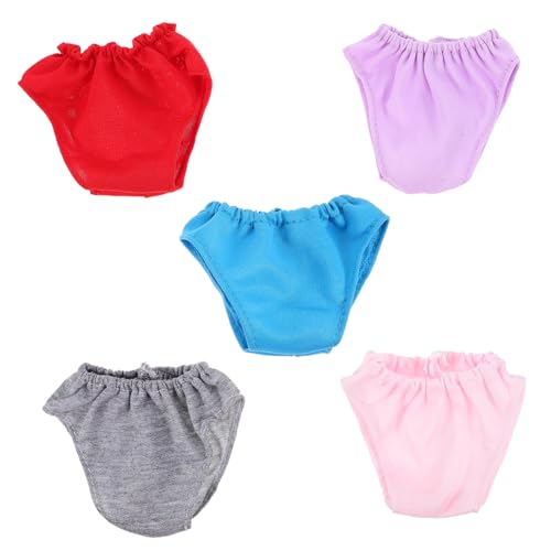 WOONEKY 5Stücke Teiliges Puppenzubehör Unterwäsche für Puppen Wiederverwendbare Puppenunterhosen Helllila für Puppenkleidung von WOONEKY