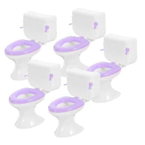 WOONEKY 5st Puppen-toilettenspielzeug Winziger Kuchendeckel Puppenhaustoilette Lustiges Mini-toilettenspielzeug Kleines Toilettenmodell Toiletten-kuchenaufsatz Möbel Deko Sitz Plastik von WOONEKY