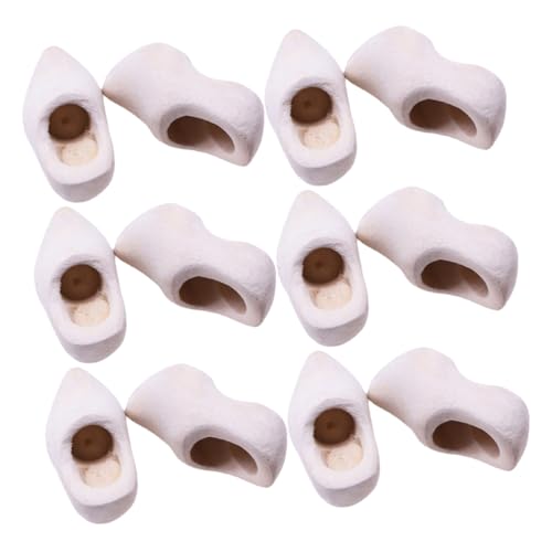 WOONEKY 6 Paare Unvollendete DIY Mini Holzclogs für Puppenhaus-deko Vielseitige Miniatur-schuhhandwerk Detailreiche Mini-Schuhe für Bastelprojekte und Sammler von WOONEKY