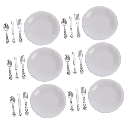 WOONEKY 6 Sätze Miniatur Geschirr Set Teiliges Puppenhaus Zubehör Dekorative Tischaccessoires für Puppenhäuser und Wohnraumgestaltung von WOONEKY