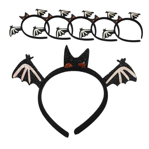 WOONEKY 6 Stück Halloween Stirnband Fledermaus Haarreif Glitzerndes Weiches Party Accessoire für Damen Bequemes Kopfband für Kostüme Vielseitig Einsetzbar bei Mottopartys und Cosplay von WOONEKY
