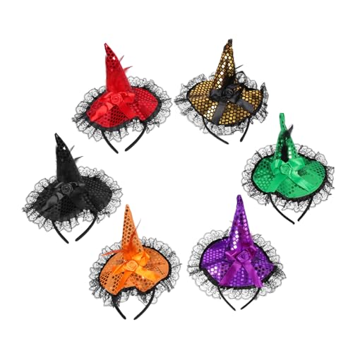 WOONEKY 6 Stück Hexenhut Stirnband Halloween-Kostüm-Haarreifen Kostüm verkleiden Stirnband Hexenzubehör Hexenkopfschmuck Halloween -Dekor Haarverzierung Tuch WOONEKY 6 Stück Hexenhut Stirnband Halloween-Kostüm-Haarreifen Kostüm verkleiden Stirnband Hexenzubehör Hexenkopfschmuck Halloween -Dekor Haarverzierung Tuch von WOONEKY