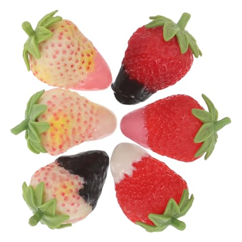 WOONEKY 6 Stück Künstliche Erdbeeren Realistische Deko Früchte für Tischdekoration Fotografie und Partys Versatile Dekorationsartikel Verschiedenen Geschmacksrichtungen von WOONEKY