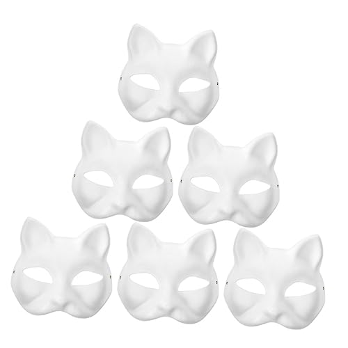 WOONEKY 6 Stück Leere Katzenmasken Unbemalte Cosplay Masken Für Kinder Und Erwachsene Ideal Für Fasching Karneval Und Kreative Bastelprojekte Perfekte Grundlage Zum Bemalen Und WOONEKY 6 Stück Leere Katzenmasken Unbemalte Cosplay Masken Für Kinder Und Erwachsene Ideal Für Fasching Karneval Und Kreative Bastelprojekte Perfekte Grundlage Zum Bemalen Und von WOONEKY