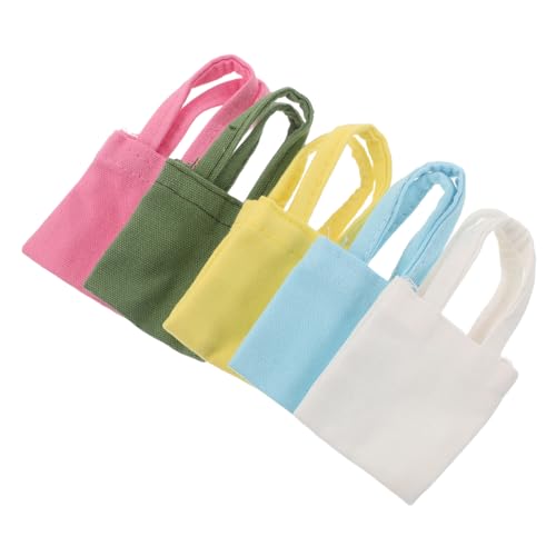 WOONEKY 6 Stück Maßstab Realistische Kleine Schultertaschen aus Canvas Detailreiche Handtaschen für Puppenhaus Dekoration und Sammler von WOONEKY